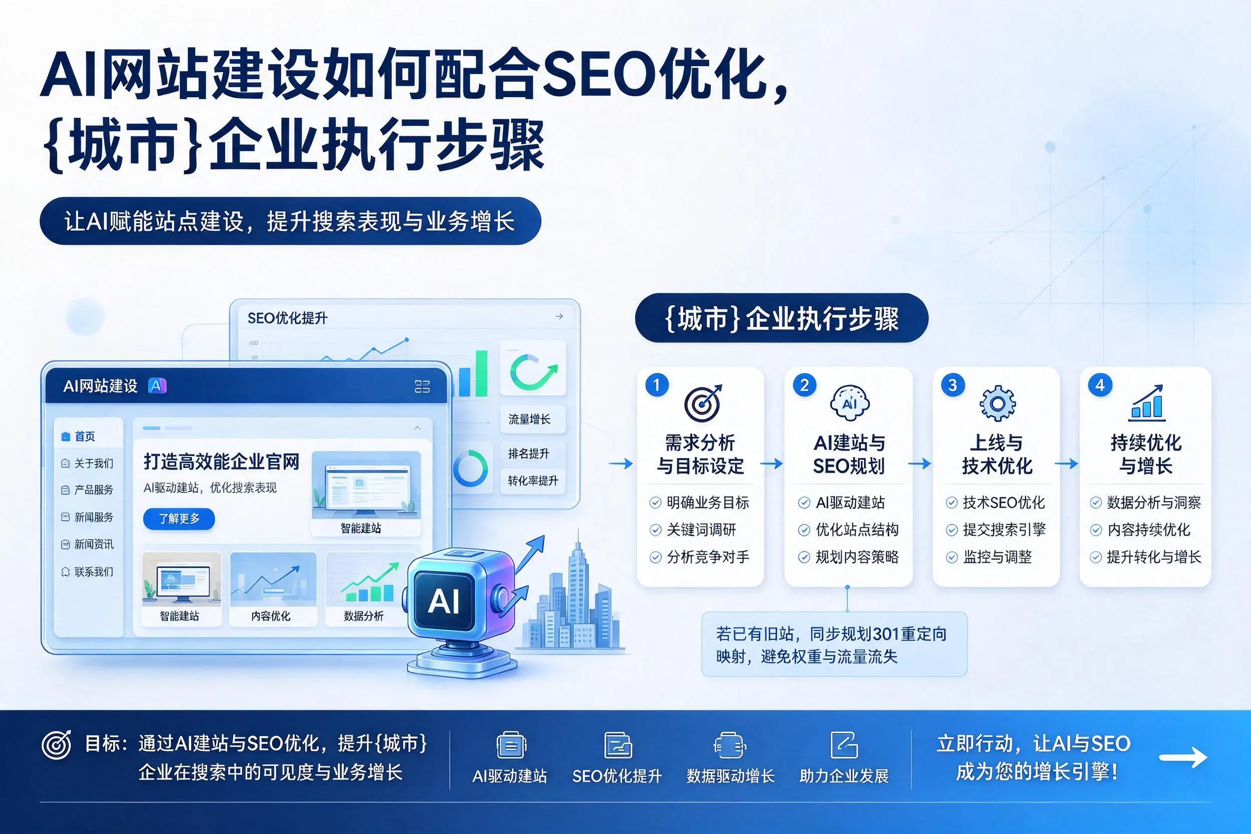 AI网站建设如何配合SEO优化,丽江企业执行步骤